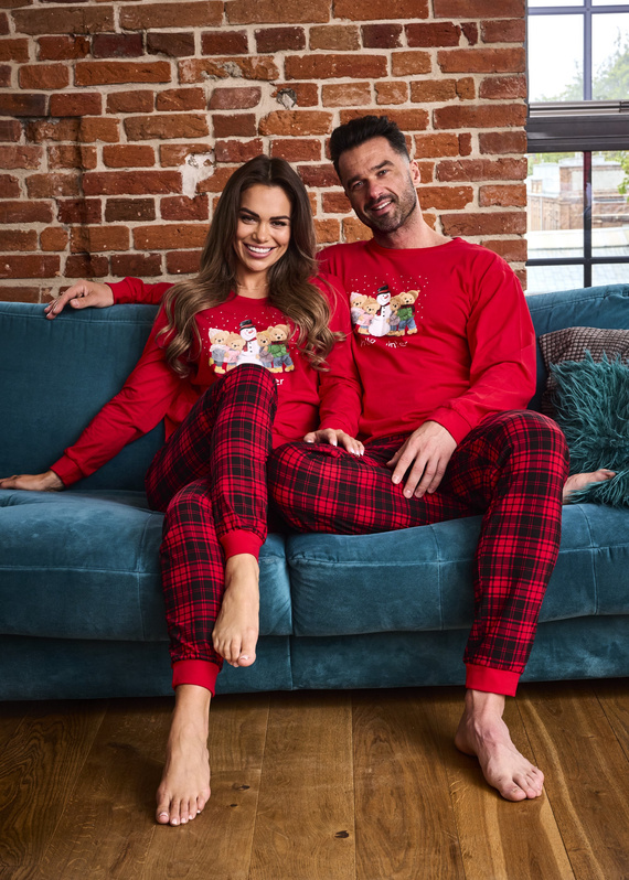 Cornette Winter 115/289 – męska piżama świąteczna czerwona, bawełna, długi rękaw