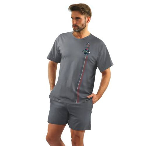 Bawełniana piżama męska, krótki rękaw i spodenki 2404 Military Sesto Senso - grafitowy