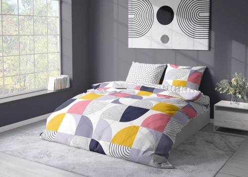 Pościel satynowa geometria Milargo Verde 008 Faro szary 