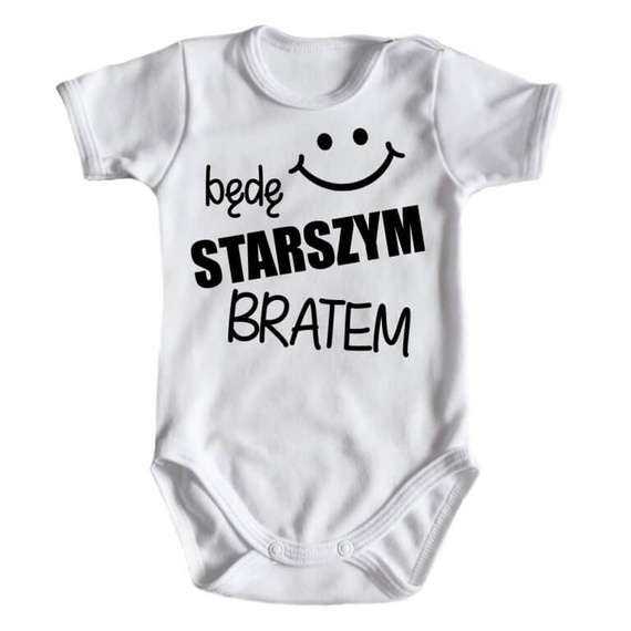 Body krótki rękaw "Będę STARSZYM bratem v2" Moocha czarny