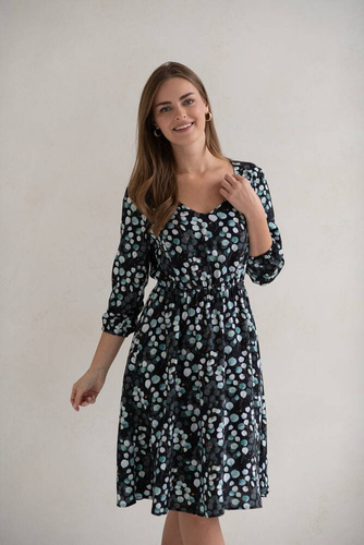 Sukienka ciążowa i do karmienia Lovely Dress Midi rękaw 3/4 Milk&Love w listki eukaliptusa