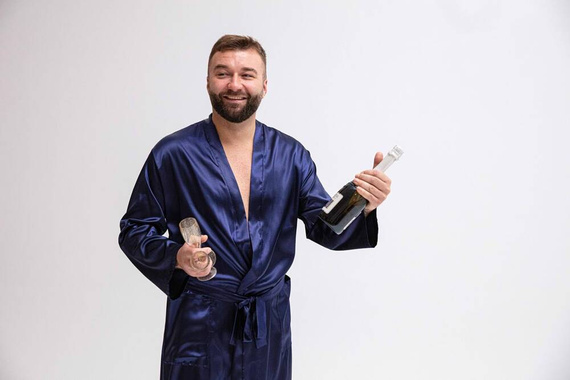 Szlafrok męski Lukas Dkaren - granatowy