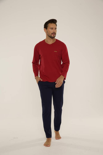 Piżama Męska 683 Kevin De Lafense - bordo- granat