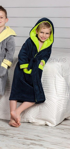 Szlafrok dziecięcy Kids Delfino - navy/lime