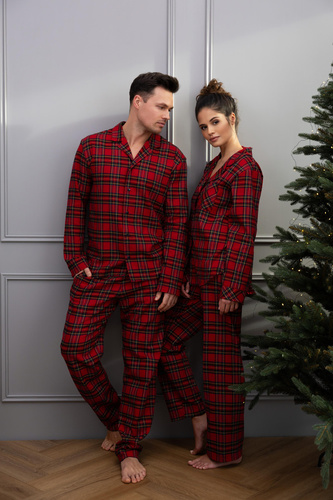 Sensis Dayana – damska piżama z flaneli bawełnianej, rozpinana