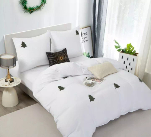 Świąteczna pościel z mikrofibry z motywem zielona choinki Cuty Christmas– Spod Igły i Nitki, zapięcie na zamek