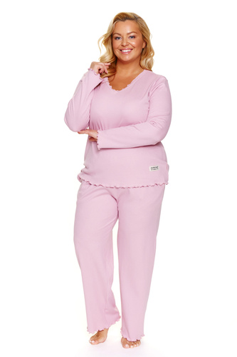 Doctor Nap 7326 – Piżama plus size 100% bawełna | Długi rękaw, luźne spodnie - papaya