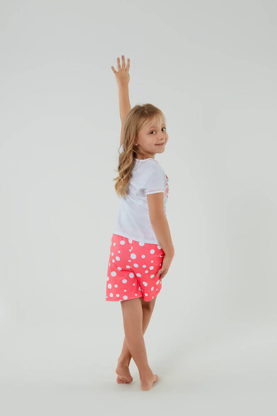 Piżama dla dziewczynki Raba Italian Fashion - biały/druk malinowy