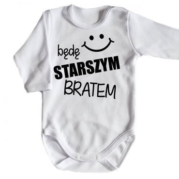 Body długi rękaw "Będę STARSZYM bratem v2" Moocha biały