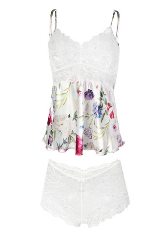  Komplet piżama damska Flowers DKaren - DK-KA granatowy