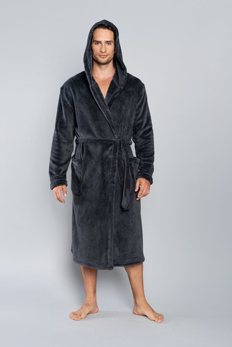 Szlafrok męski z kapturem Mimas Italian Fashion- szary 