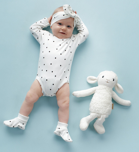 Body z długim rękawem dla dziewczynki Tres Bien Pinokio - ecru groszki