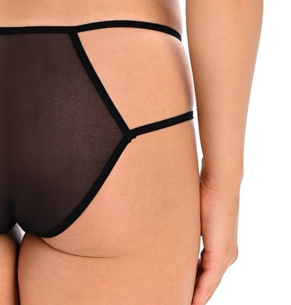 Figi damskie z paseczkami Kelly Teyli - czarny