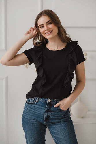 Bluzka do karmienia Milky Waves z krótkim rękawem Milk&Love czarny