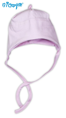 006  A 04 Czapeczka niemowlęca wiązana "Basic" Nicol - różowy