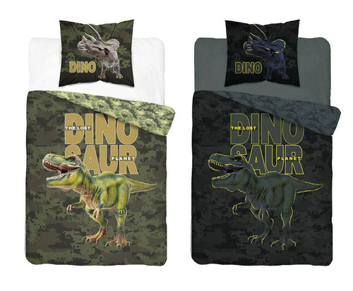Pościel bawełniana świecąca w ciemności dinozaur 4030 A Fluo 133 Detexpol  