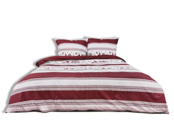 Pościel flanelowa świąteczna renifery F-89A Matex czerwony