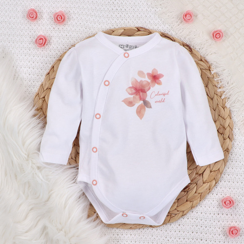 Body kopertowe dla dziewczynki Kolorowe Kwiatki Nini biały