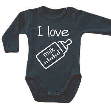 Body długi rękaw "I love milk" Moocha czarny