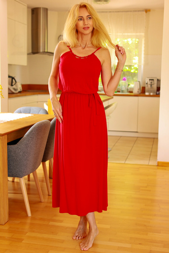 Sukienka Grace Mirale – Długa wiskozowa sukienka z gumką w talii i rozcięciem | Made in Poland