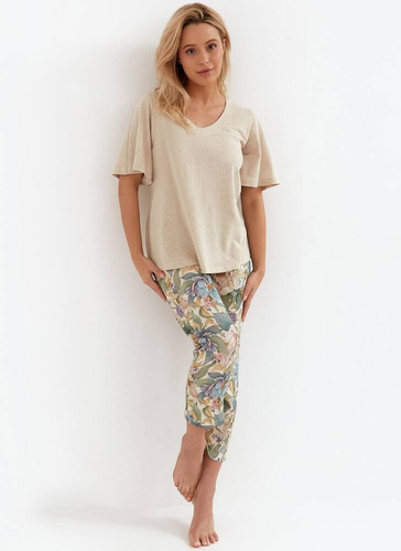 Piżama damska rozpinana 269 Cana- beżowy