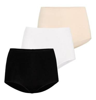 Wielopak figi wysoki stan Classico Teyli - czarny/biały/beżowy