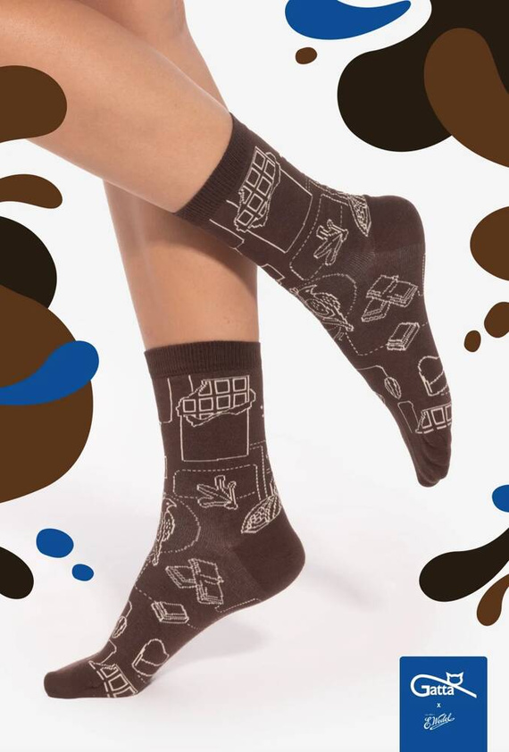 Skarpety unisex U04.WED Wedel Gatta - dark choco 04/12E