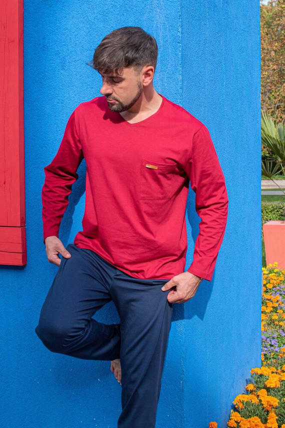 Piżama Męska 683 Kevin De Lafense - bordo- granat