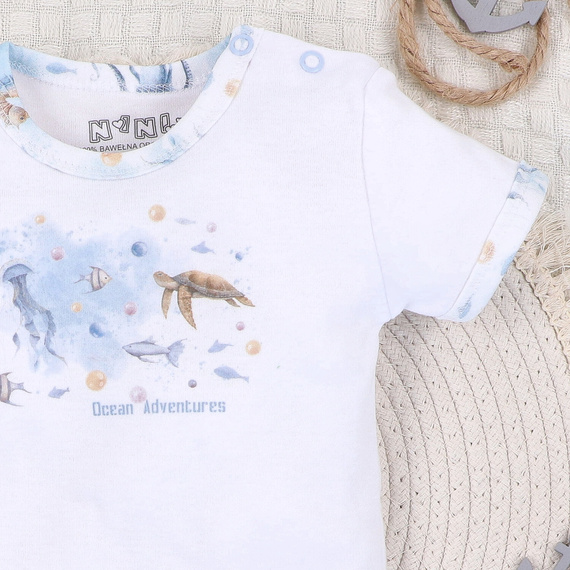 Body niemowlęce Sea Of Joy Nini biały– bawełna organiczna, krótki rękaw