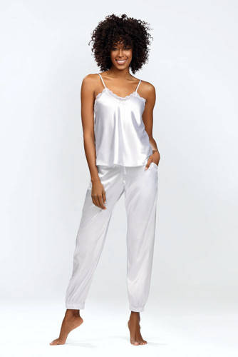 Piżama Damska Satynowa Day DKaren - biały