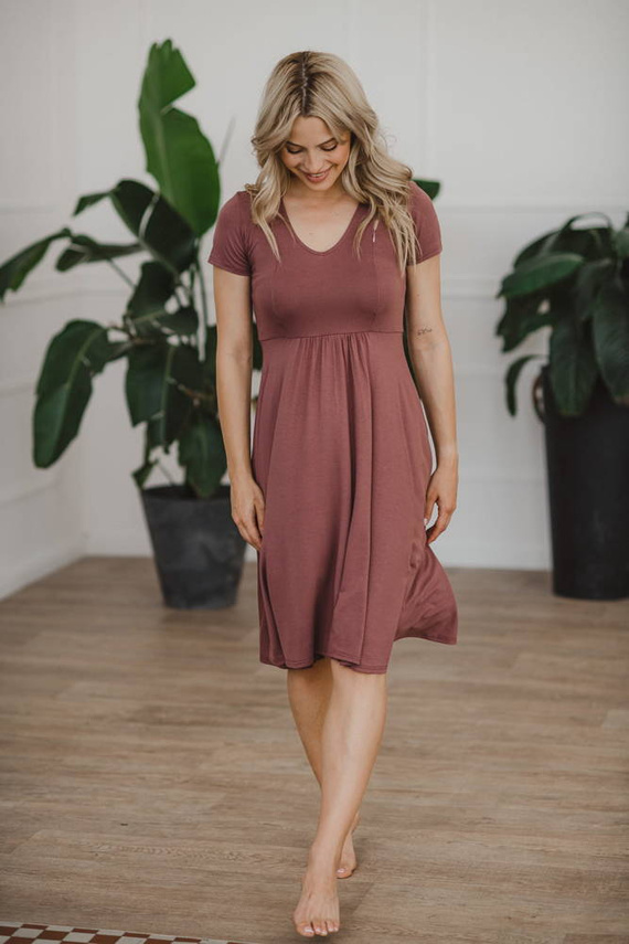 Sukienka ciążowa i do karmienia Mommy Chic Milk&Love rose brown