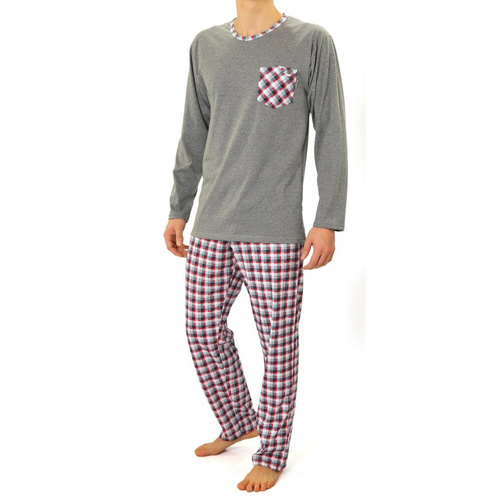 Bawełniana piżama męska z długim rękawem 04 Sesto Senso - bordowy