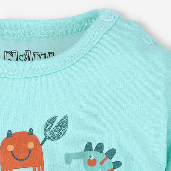 Bluzka z bawełny organicznej Morskie Zwierzątka Nini błękitny