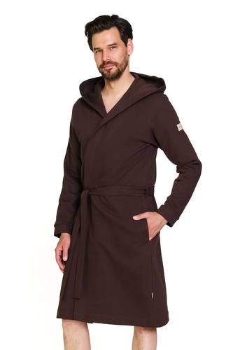 Doctor Nap 7332 – Szlafrok męski 100% bawełna | Z kapturem i kieszeniami - brownie