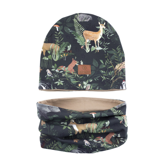 Woodland czapka dziecięca+ komin - Makaszka