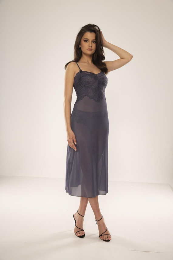 Długa Koszula nocna 469 Alison Forex - szary