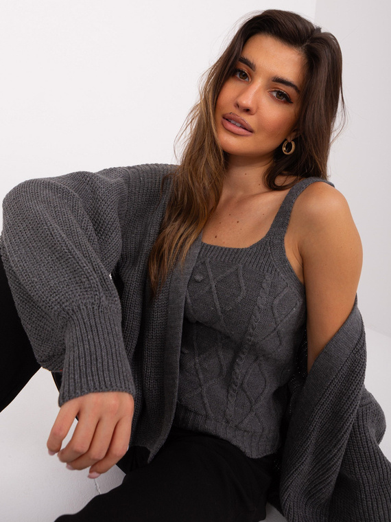 Komplet sweterek + top BA-KMPL-8019.20 - ciemny szary