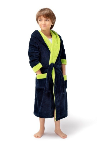 Szlafrok dziecięcy Kids Delfino - navy/lime