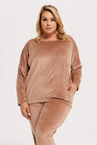 Komplet Damski dł. rękaw, dł. spodnie Juga Italian Fashion czarny - beżowy