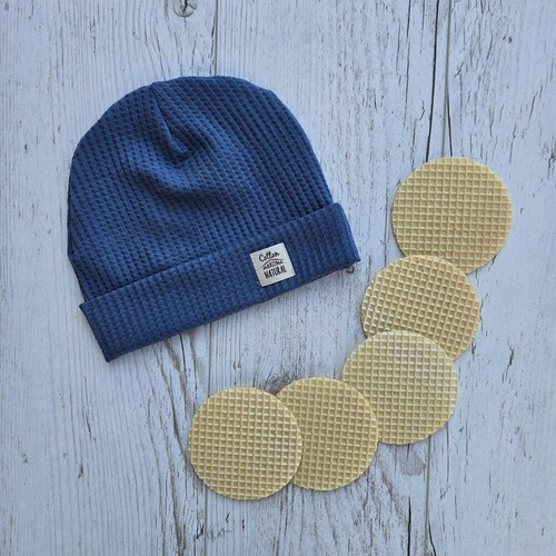 Czapeczka niemowlęca "Natural Waffel" Makoma denim