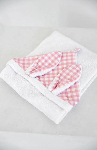 Niemowlęce okrycie kąpielowe Thamar ręcznik Sensis - biały/różowy