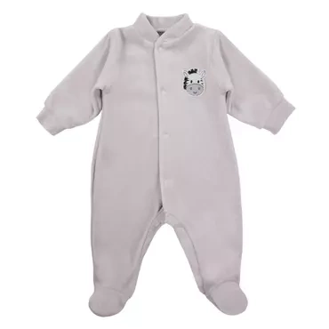 Pajac welurowy z naszywką "Baby Love" Ewa Klucze -szary