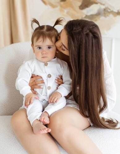 Spodnie niemowlęce dresowe "Natural Waffel" Makoma white