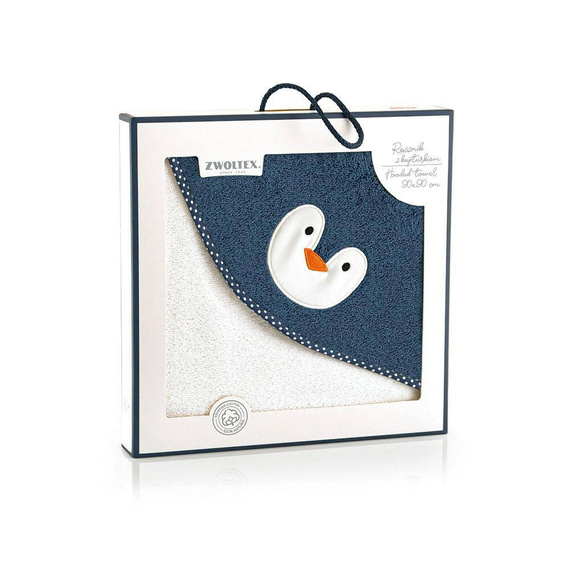 Niemowlęce okrycie kąpielowe Pingwinek Alabaster Zwoltex ecru-granat