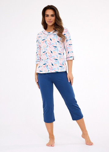 Damska piżama Cornette Amelia 732/452 – bawełna, rękaw 3/4, klasyka i komfort