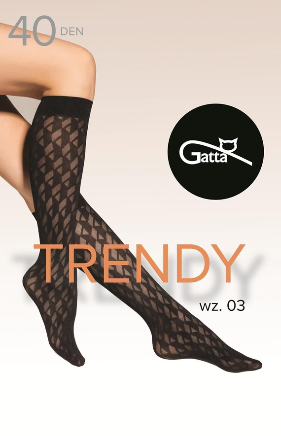 Trendy 03 Gatta – podkolanówki damskie 40 den, wzór geometryczny