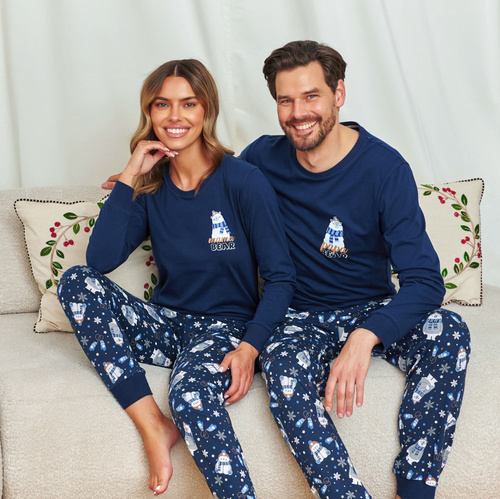 Doctor Nap 7338 – Piżama męska Cozy Bear z bawełny, długi rękaw i spodnie