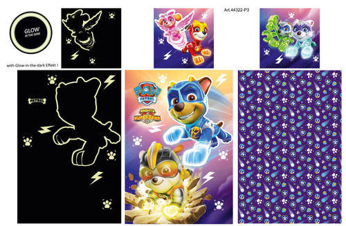 Pościel bawełniana świecąca w ciemności PP 12 DC Fluo Psi Patrol Detexpol