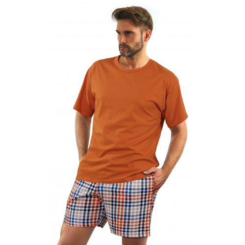 Bawełniana piżama męska z krótkim rękawem 2527/04 Sesto Senso - rudy brąz