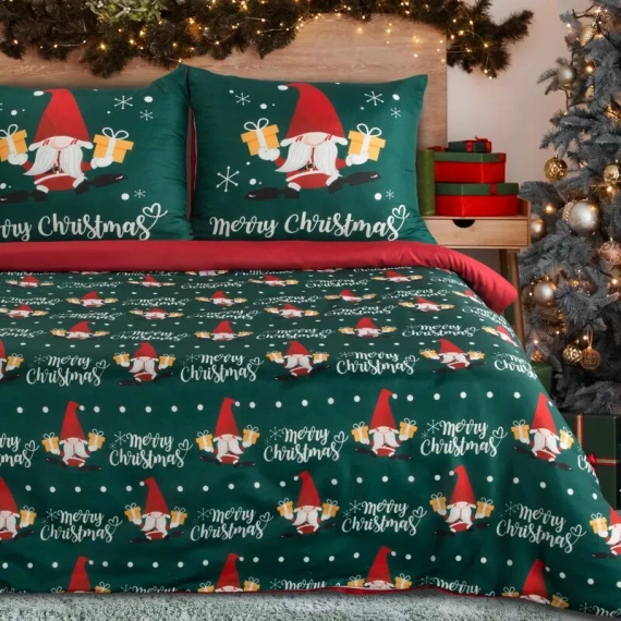 Galdor Eurofirany Pościel świąteczna z mikrowłókna – zielona czerwona skrzaty